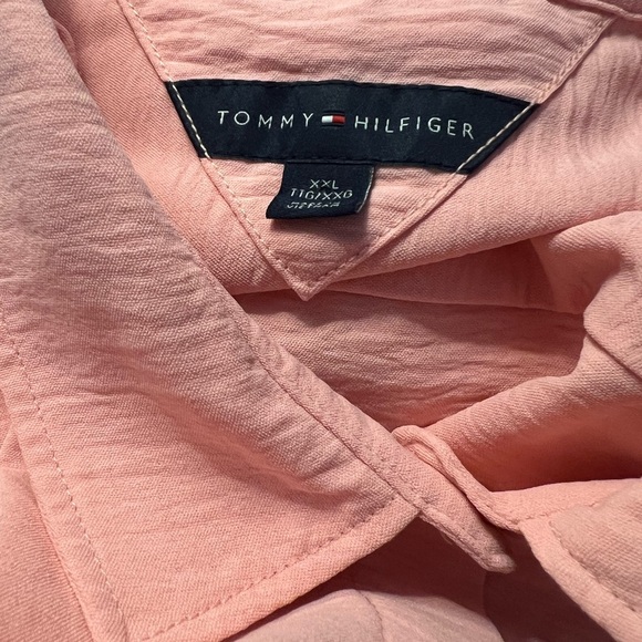 Tommy Hilfiger Size 2X Peach Roll Tab Long Sleeve Casual Blouse - Picture 5 of 5